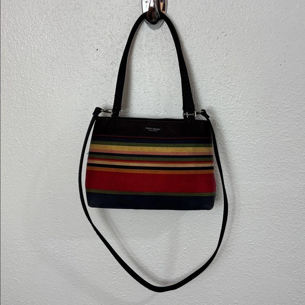 Kate Spade Vintage Canvas Striped Multicolor Tote Bag/Crossbody. SzOS